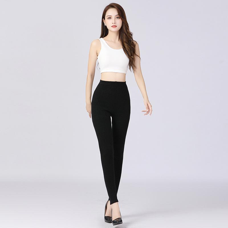 Women's High-Waist Slim Fit Cashmere Leggings - Warm and Trendy for Autumn/Winter 2021