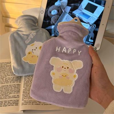 Cartoon Plush Hot Water Bottle with Thickened Cover - Winter Belly and Hand Warmer