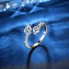 Adjustable Double Heart Ring Necklace Aluminum Alloy/Silver/Zirconium Silver Color Minimalist Fashion Jewelry Couple Gift