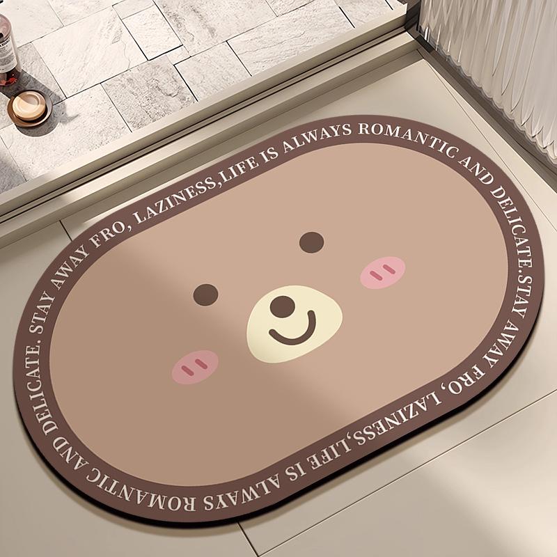 

Коврик для пола из диатомовой грязи с рисунком из мультфильма, коврик для ванной комнаты, прочный впитывающий противоскользящий коврик для двери унитаза 50 * 80cm