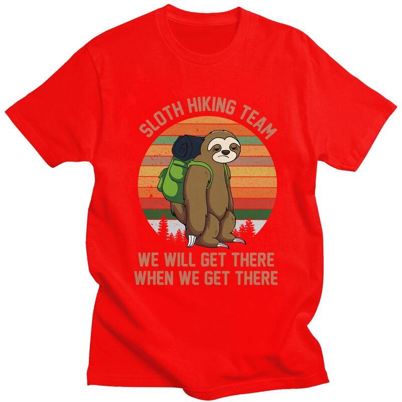 Custom Sloth Hiking Team T Shirts Men ShortSleeve Tshirts Streetwear Tee Tops Oversized Tshirts Merch