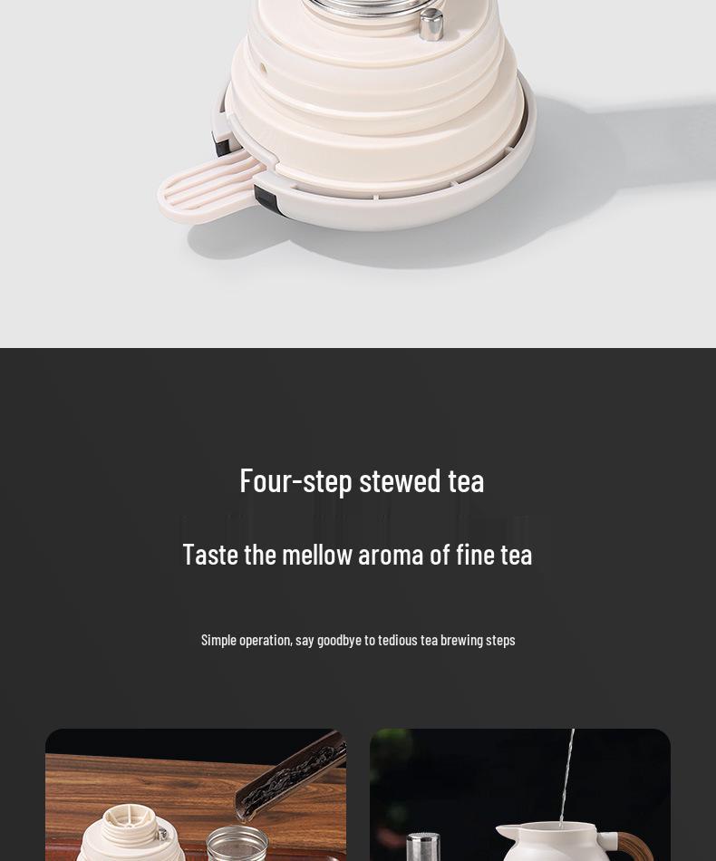 316 Stainless Steel Smart Insulated Teapot with Temperature Display, Tea Separator, and Wood Grain Handle - Large Capacity.