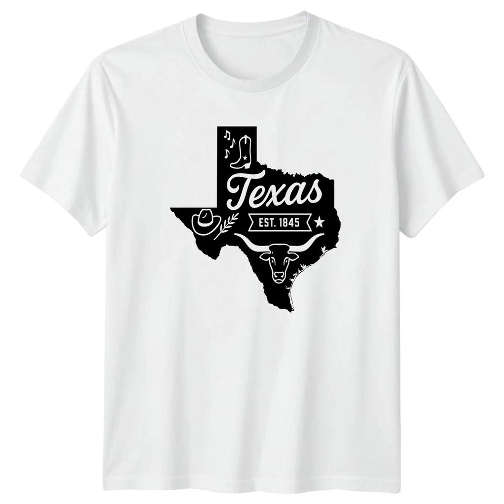Texas EST 1845 Western US States Mens T-Shirt Womens Tee Graphic Longhorn Design