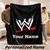 Custom Name WWE LOGO Flannel Throw Blanket Personalized Text Soft Blanket Bed Sofa Gift
