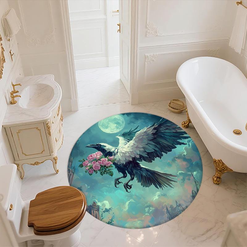 Moonlight Animals  Round Area Rug,Carpet Rug for Living Room Bedroom Sofa Playroom Decor,Non-slip Floor Mat