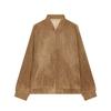 Fashionable Women's Casual Velvet Pilot Jacket - Brown, Comfortable European Style Outerwear