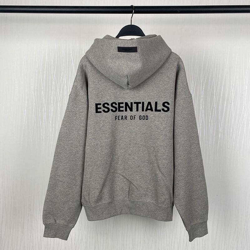 FOG ESSENTIALS Flocked Pullover Hoodie Mens Casual Sweatshirt Youth Streetwear