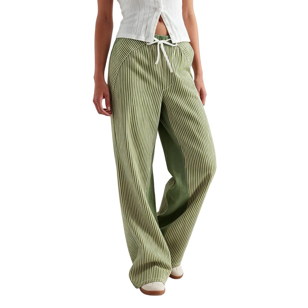 Pantaloni Larghi da Donna Casual a Nove Punti Pieghe Coulisse Vestibilità Larga Pantaloni Vita Elastica Vestibilità Comoda