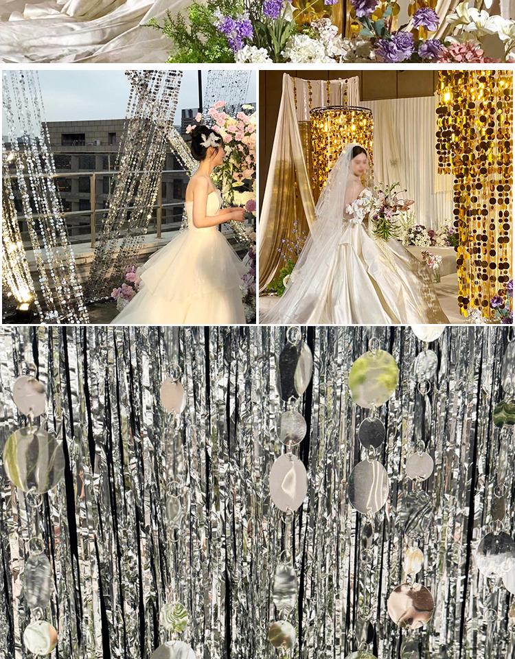 Perlmuttfarbene Pailletten-Hängekette Dekoration für Hochzeitsbogen und Decke