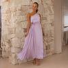 Hot-selling Spring and Summer New Fashion Slim-fitting One-shoulder Hollow Pleated Dress Dress