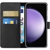 Case - Phonillico® - Samsung Galaxy S23 FE - Black Wallet - Leather Effect - Video Support