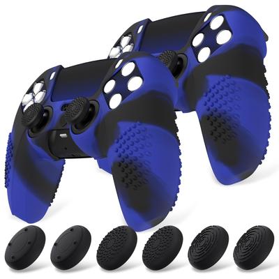 Protective Cover for PlayVital Ps5 Improved Silicone Cover Compatible with Charging 12 Thumb Grip Caps and 4 Stickers 3D Stud and Shockproof