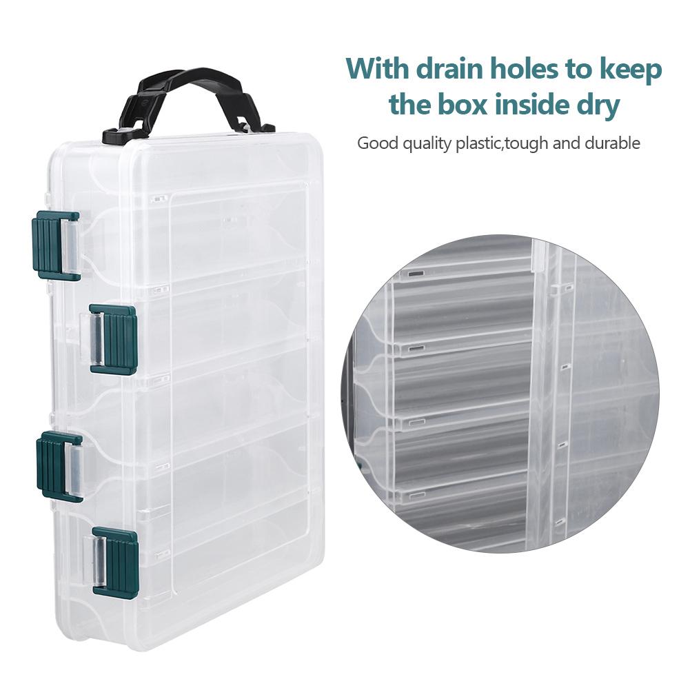 Double Side Plastic Fishing Baits Box Lures Holder Case Large Capacity Accessory