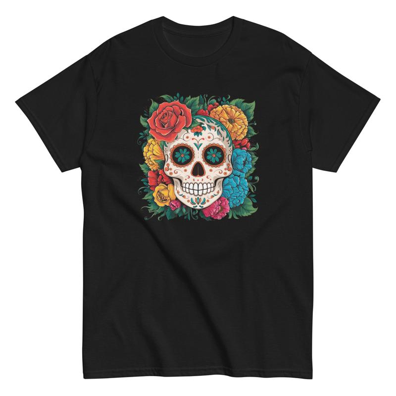 Sugar Skull Flower Graphic T-shirt M