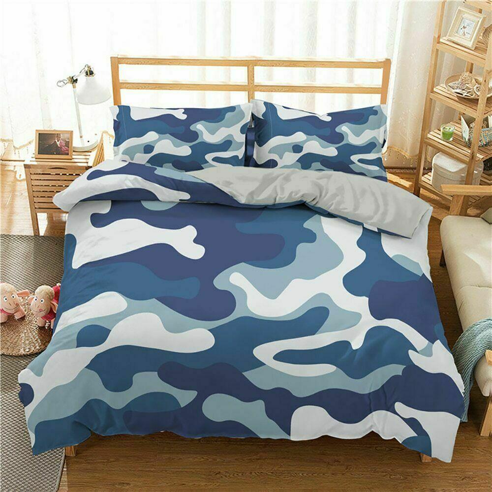 Camouflage Duvet Cover Set, Camouflage Concept Concealment Artifice Hide Force Uniform Pattern Fashion, 3 Piece Bedding Set