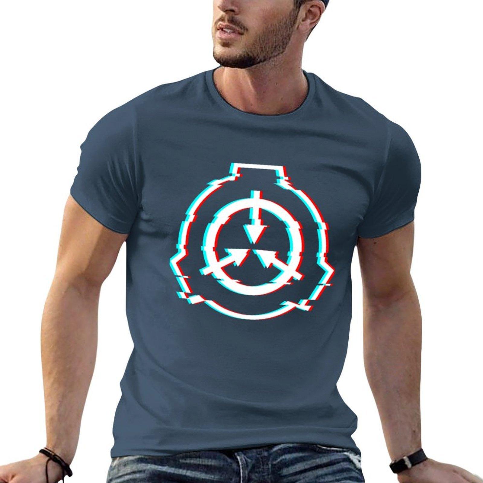 Scp Foundation Logo Emblem Glitch Effect Tshirt Casual Basic Short Sleeve Tshirt S