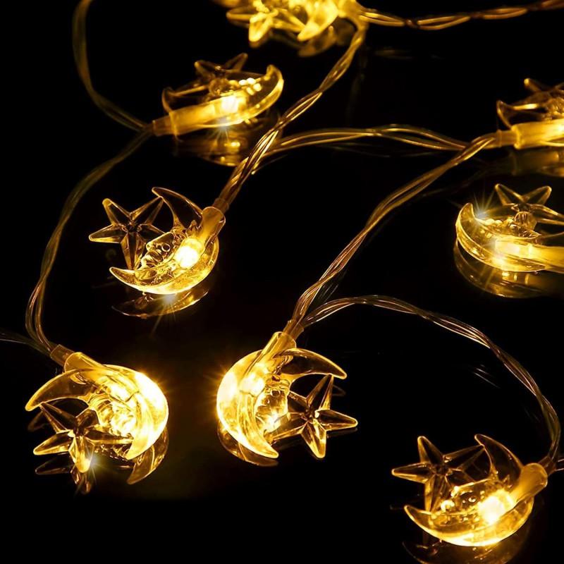 LED String Lights Ramadan Eid Decorations Star Moon Castle Theme Indoor Outdoor Festival Lighting