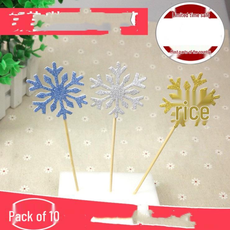 Snowflake Christmas Cake Toppers - Cupcake Decoration Picks and Dessert Table Accessories