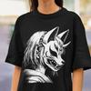 Japanese Kitsune Girl Mask Shirt, Japanese Yokai Fox Tee, Harajuku, Japanese Aesthetics, Anime Shirt, Japanese Grunge, Japanese Streetwear