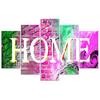 Five Piece Picture Canvas Print Home Wall Inscription Coloured