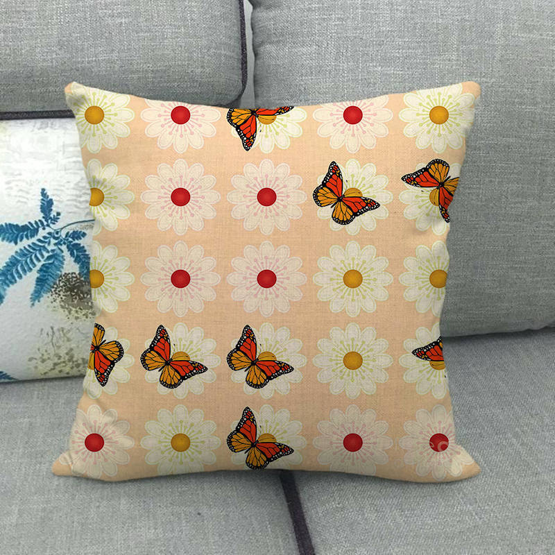Colorful Butterfly Cartoon Insect Animal Digital Printing Short Plush Pillow Covers For Car Sofa Office Cushion Cover Home Goods