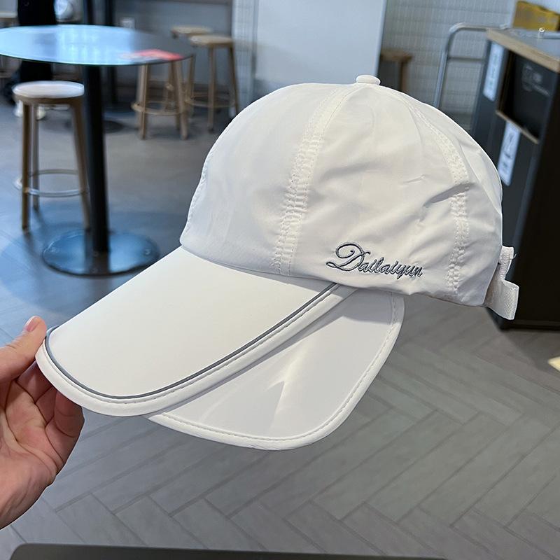 Sun protection baseball cap for women, summer thin, breathable, quick-drying, retractable, foldable, sun-shading cap with extended brim for men