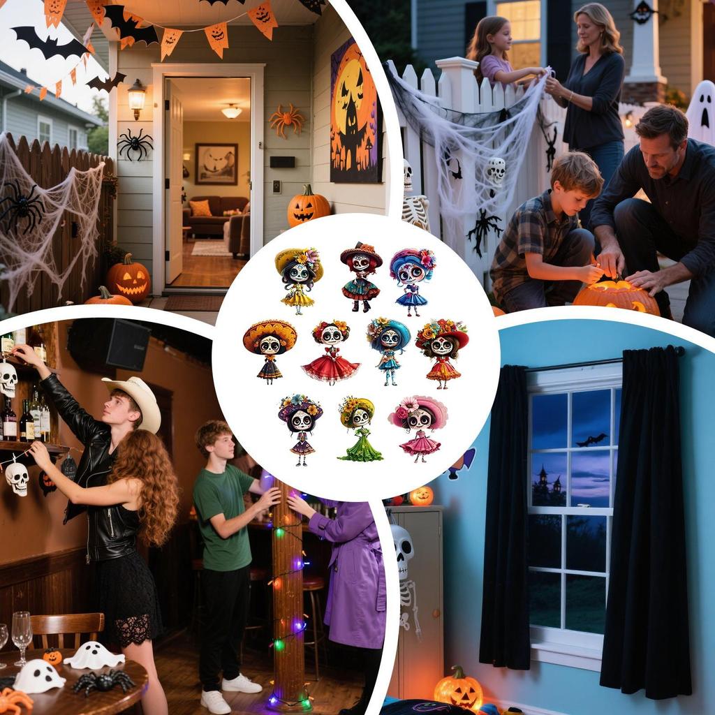Halloween Tree Ornaments 30 Pieces Wooden Halloween Horror Nights Decor 2D Festive Spooky Pendant Decor For Festival Party