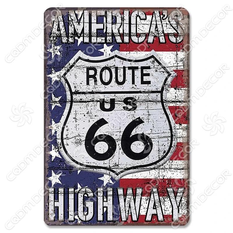 Alte Route 66 Blechschilder Get Your Kicks on US 66 Metallposter Vintage Wandkunst Dekoration für Garage Club Wohnzimmer Zuhause