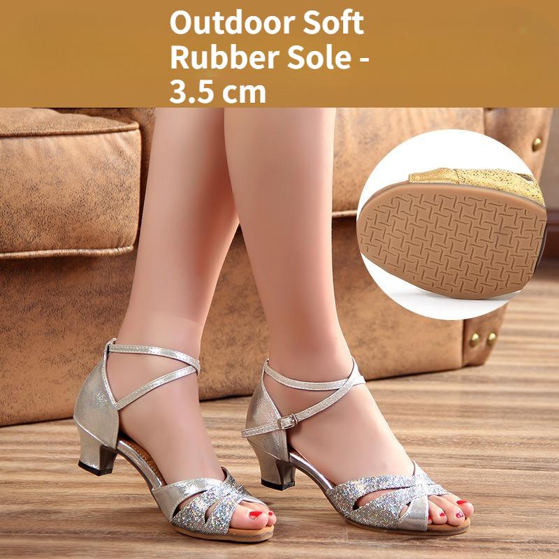 Women s Imitation Sheepskin Mid-Heel Soft-Sole Dance Shoes for Ballroom and Square Dancing 34 серебряный