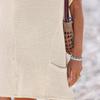 Fashionable Women's V-neck Pocket Casual Color Knitted Swimsuit Cover