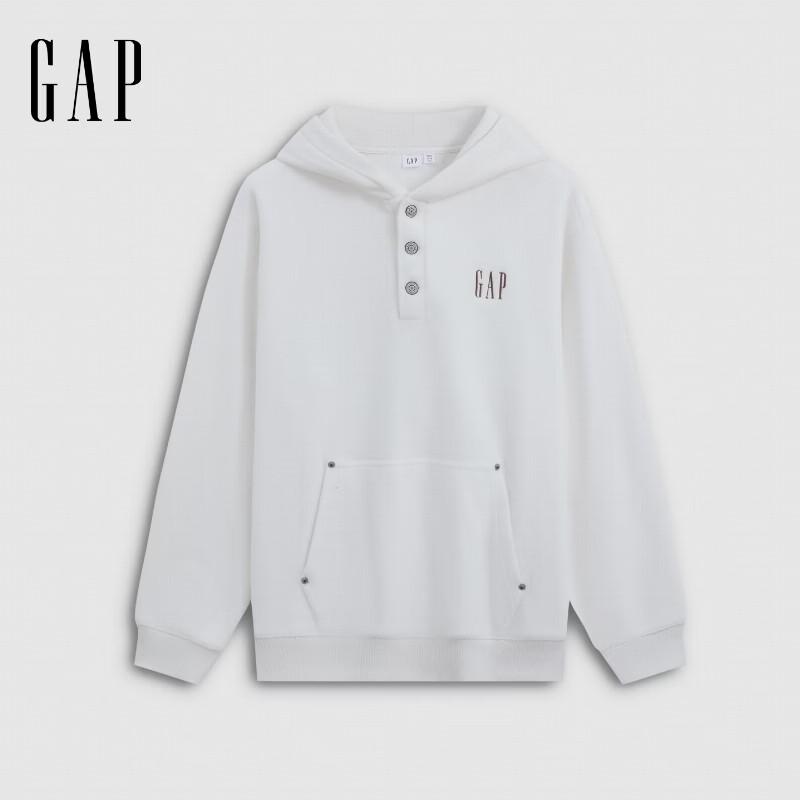 Gap Unisex Oversized Button-Neck Fleece Hoodie