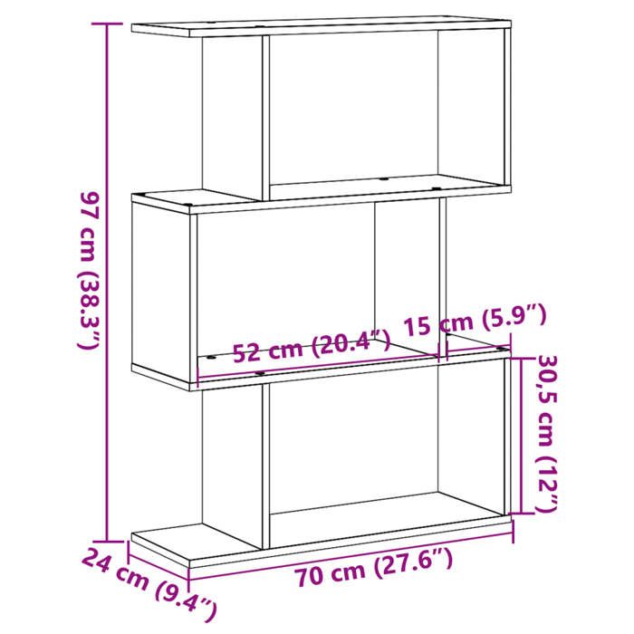 VidaXL Étagère séparatrice de pièce 3 niveaux chêne sonoma 70x24x97 cm, bibliothèque, support à livres, étagère 858113