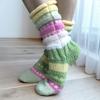 One Pair of Women's Winter Striped Socks - Colorful Warm Over-the-Knee/Mid-Calf Socks Cozy Floor Socks Cold Day Soft Comfortable