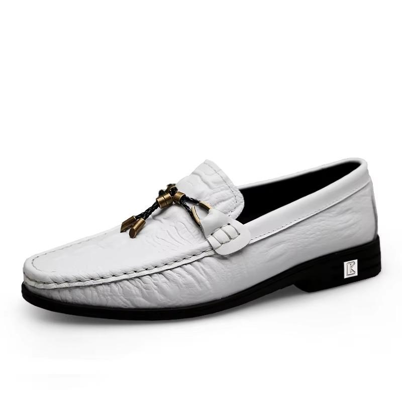 

Мужские мокасины ручной работы из натуральной кожи, стильные мужские туфли для ходьбы без застежек, высококачественная мужская повседневная обувь, универсальные туфли 46 белый