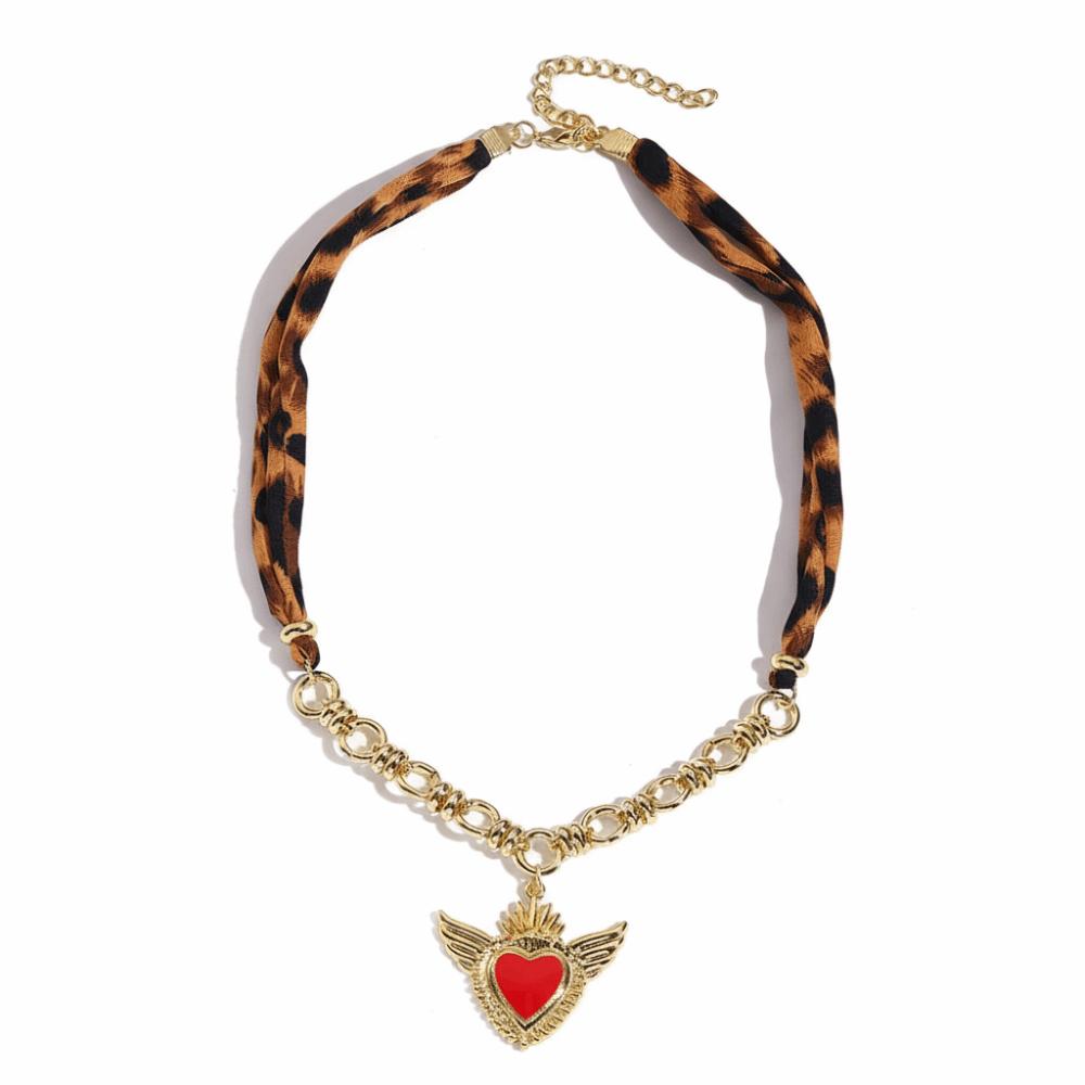 Bohemian Scarf Necklace Heart Charm Scarf Chocker Stackable Jewelry Charm Necklace  Daily