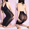 Fashion Sexy Glossy Dress Women Sexy Lingerie Shiny Bodysuit Transparent Underwear Open Crotch Bodystockings Erotic Outfits New