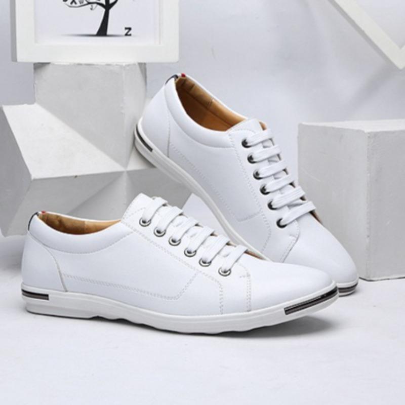 Mode Herren Freizeitschuhe aus Leder Leichtgewicht Komfort Walking Flats Schnür-Sneaker für Herren Klassische Business-Kleiderschuhe Zapatos Hombre