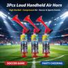 3pcs Loud Handheld Air Horns for Soccer Parties - High Decibel Red Plastic Compressed Air Horn for Sports Events & Crowds