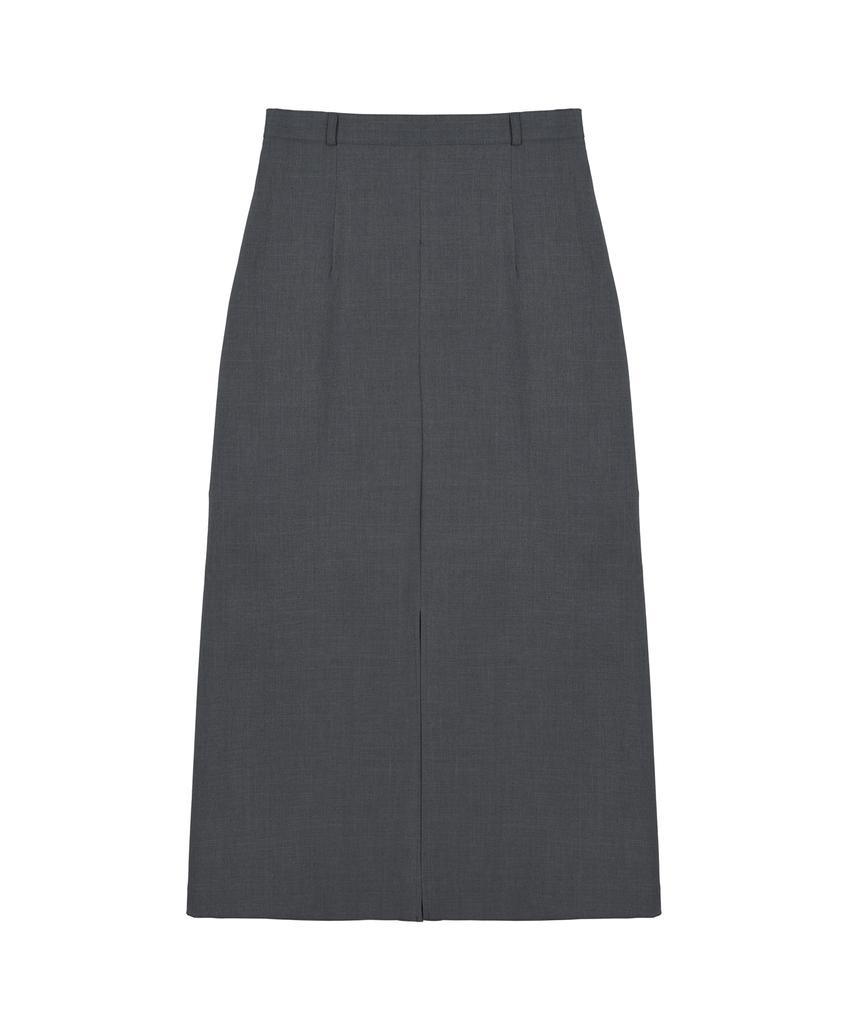 Nigaennikol Box Pleated Long Skirt_Gray