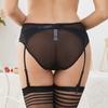 Women Sexy Mesh High Waist Garter Belt with 4 Adjustable Clip Cute Bowknot Corsets Suspender Belt for Stockings Lingerie