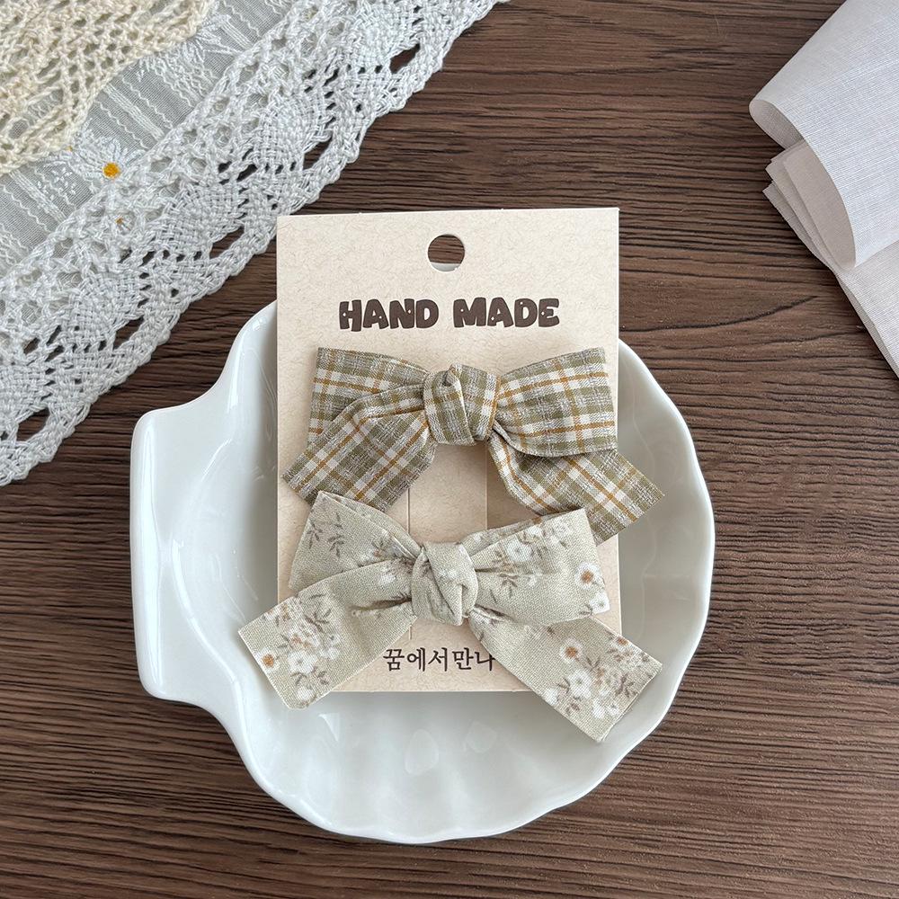 Children's Floral Bow Plaid Hair Clip