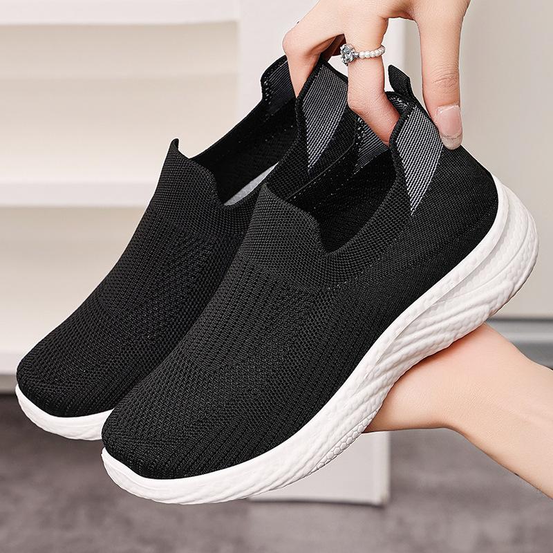 Shoes women's summer new casual single shoes lazy one pedal breathable socks shoes light soft sole not tired feet women's shoes