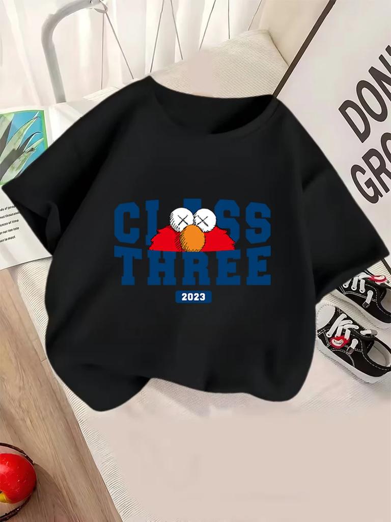 Elmo Sesame Street Kids Short Sleeve T Shirt Summer Cute Cartoon Crewneck Boys Girls 3-14