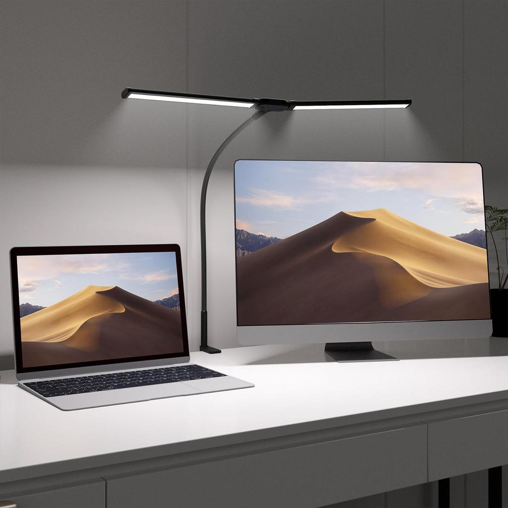 LED desk lamp desktop office gooseneck double head clip desk lamp study reading eye protection