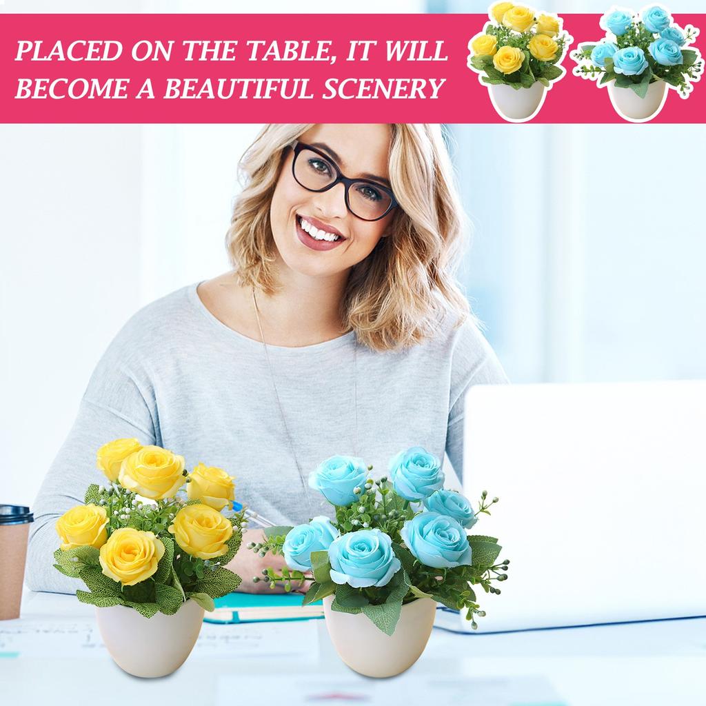 Simulation Green Plant Potted Ornaments Plant Combination Indoor Desktop Ornaments Simulation Artificial Flower Plant Bonsai