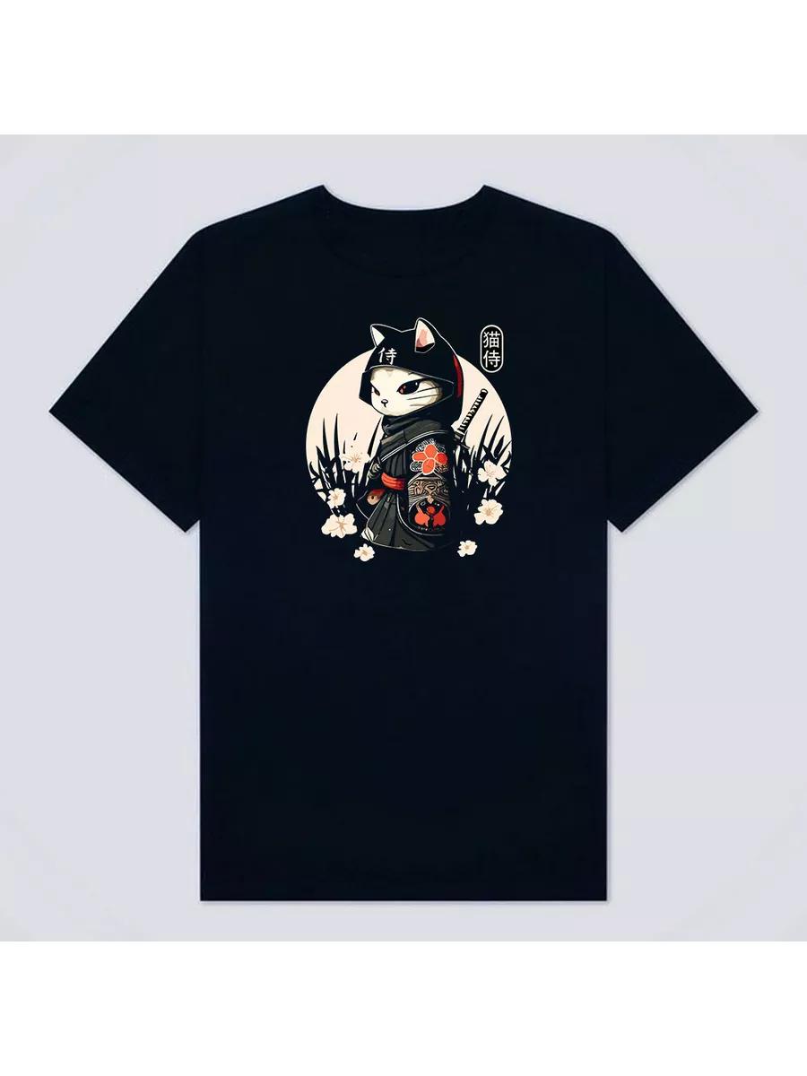 T-shirt with Samurai Cat print S