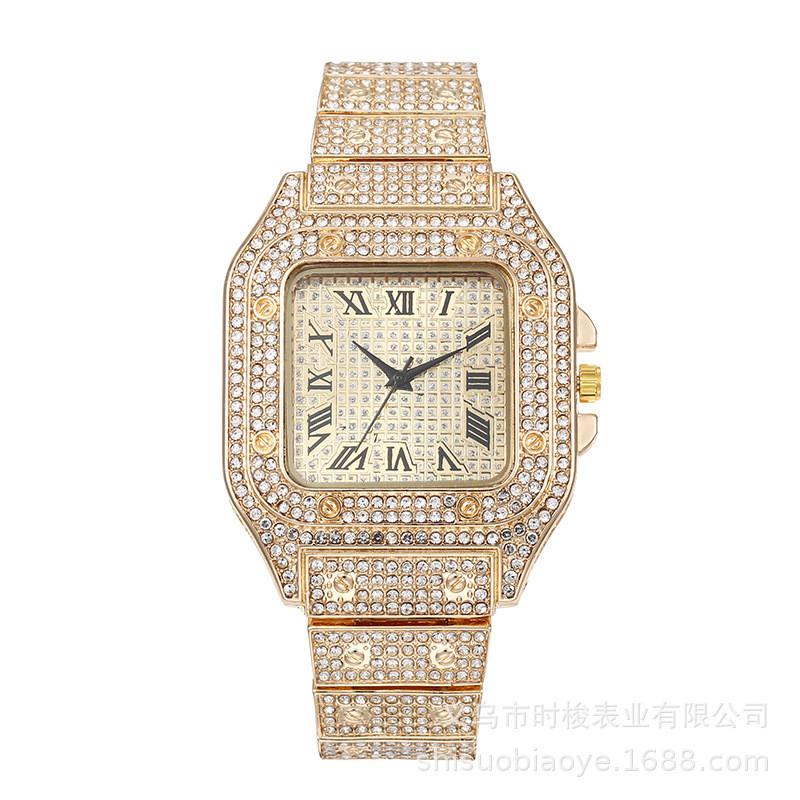 Square Starry Sky Steel Band Diamond Embellished Quartz Watch For Men