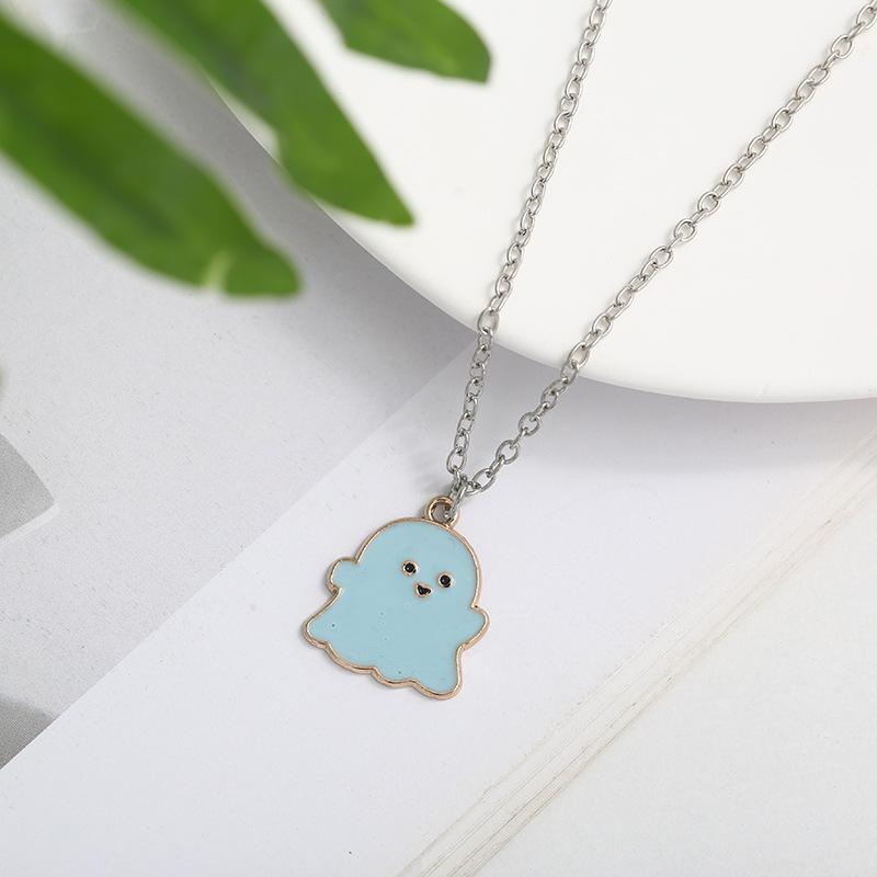 Cute Ghost Halloween Necklace Gift For Kids Lovely Girls Women's Small Chain Necklace Jewelry