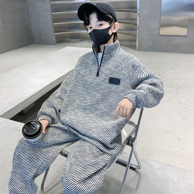 Children's Fashion Hoodie Set 2025 Spring and Autumn Boys Leisure Sports Two-piece Set