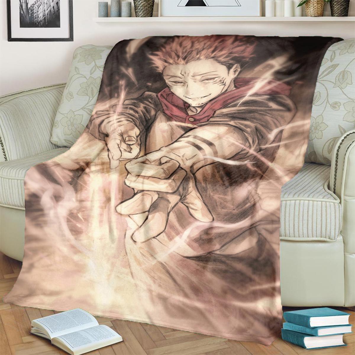 

Comfortable Warm Flannel Blanket Jujutsu Kaisen for Bedrooms, Sofas, Beds, Chairs, Picnics, Travel 75x90cm